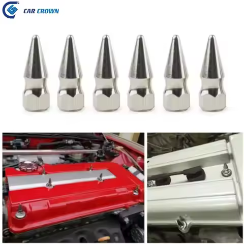 Car Crown M6X1.0 Chrome Spikes Bolt Spiked Valve Cover Engine Bay Dress Up Washer Kit For Honda Engi