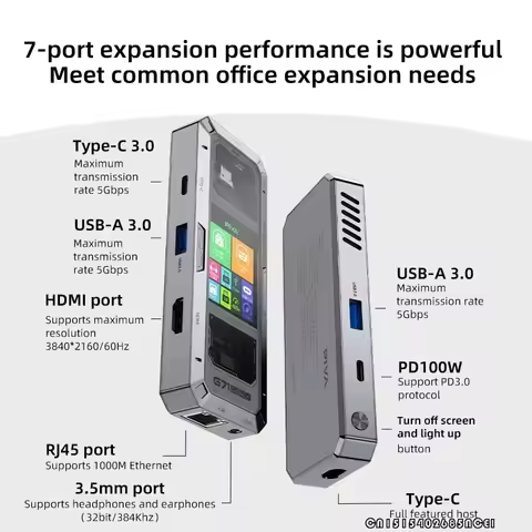 PIVA G71 7-in-1 Aluminum Docking Station Type-C HDMI 4K60Hz USB3.0 Hub Gigabit Ethernet Adapter