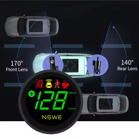 RHAXEL 2.75 Inches HUD GPS Speedometer 299KM/H MPH with Fatigue Driving Alarm Front Vehicle Start Al