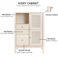 FREE SHIPPING | HS FURNITURE | IVORY CABINET | RATTAN DESIGN | SOFT CREAM WHITE | LIVING ROOM