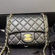 限定款 香奈兒CHANEL黑金荷葉邊方胖子菱格鏈條包