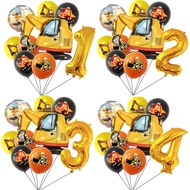 9pcs Construction Number Balloon Set kids Engineering Balloon Construction Birthday Party Decoration