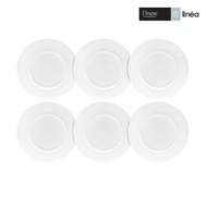 Felli Dinexe 8” Opal Glass White Dessert Side Plate Set (6 Pcs) - Linea
