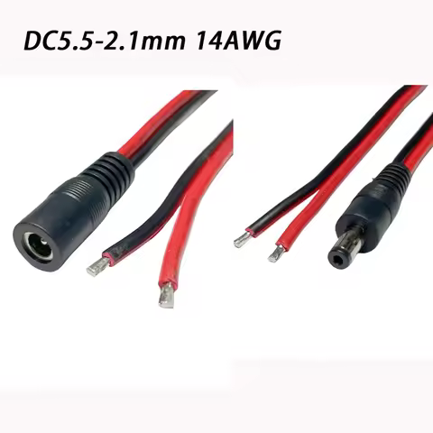 DC5.5*2.1MM 5.5*2.5mm Male Female 14AWG Power Cord Hight Current 15A For Charging 190W CCTV Monitor 