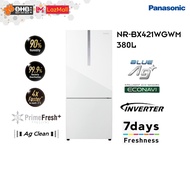 Panasonic 2-Door Bottom Freezer Refrigerator Glass Door Series 422L Econavi Inverter Fridge NR-BX421WGWM/NR-BX421WGKM/ NR-BX421BPSM Peti Sejuk