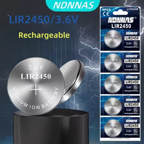 5-60Pcs Rechargeable 2450 Batteries 3.6V High Capacity Rechargeable LIR2450 Lithium Coin Button Batt