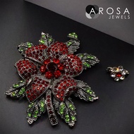 AROSA JEWELS Flora Series Hibiscus Bunga Raya 2-in-1 set brooch kerongsang A11-03 (7.9cm x 7.2cm)