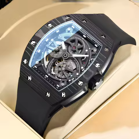 BONEST GATTI Mens Luxury Automatic Mechanical Watch Skeleton Design Waterproof Sapphire Business Spo