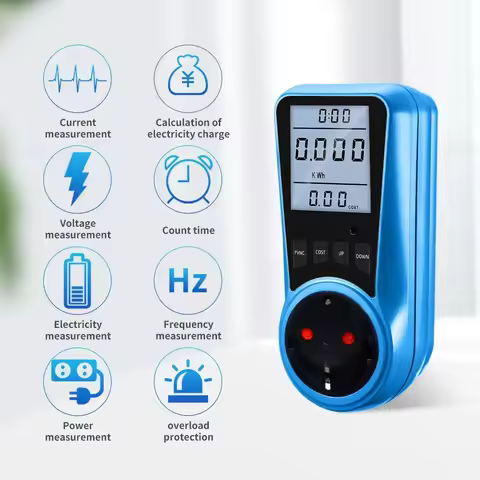 Digital Current Meter Power Meter Voltmeter Time Watt Power Energy Tester 50Hz Socket Analyzer EU US
