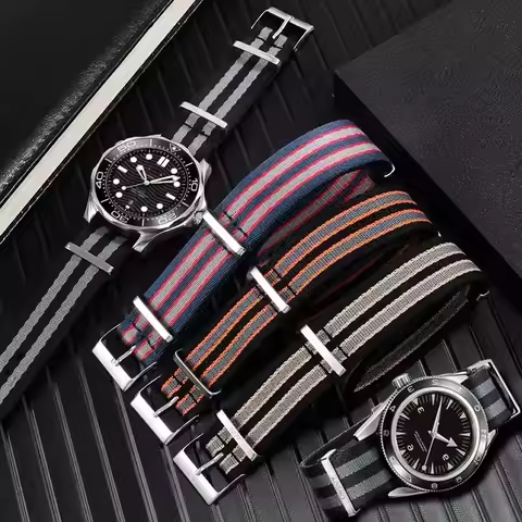 Nylon Canvas Watch Strap for NATO 304 Stainless Steel Buckle Men's Replacement Bracelet 20mm Watch A