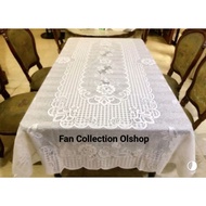 WHITE SQUARE CLOTH DINING TABLE CLOTH PREMIUM LUXURY EMBOSSED BUFFET TABLE Table Cloth 8 Seater Tabl