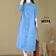 Imani Butik|Fashion Wanita Tunik Maya Bahan Denim Jeans Halus Motif Polos Casual Trendy dan nyaman