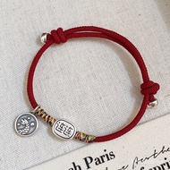 Female Sterling Silver Retro 999 Bracelet Safe New Chinese Style Pure Silver Happy Silver Bracelet w