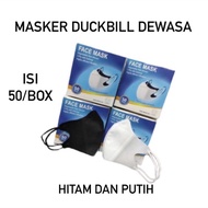 masker duckbill dewasa 1 box isi 50pcs duckbill hitam &amp; duckbill putih