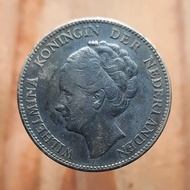 Koin Perak Kuno 1 Gulden Wilhelmina tahun 1929 - W330
