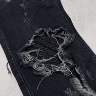 Biker Patch BLACK LEATHER Batik Patch Jeans Batik Motif Jeans Patch