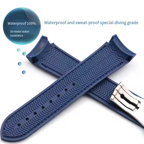 20mm 21/22mm Curved End Rubber Silicone Watch Bands For Omega Seamaster 300 Speedmaster Diving Strap