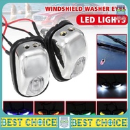 (SEPASANG) Chrome BLUE WHITE LED Light Lamp Windshield Jet Spray Nozzle Wiper Washer Eyes wira waja 