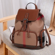 Aidrani Retro Checkered Womens Backpack Canvas with Cowhide Large Capacity Daily Casual Bag Q1066