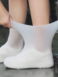 1雙橡膠雨靴套,矽膠防水鞋套,可重複使用防滑鞋套,適合在下雨天使用