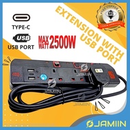 [SIRIM] EXTENSION USB TYPE C Port 3.1A Socket Extension Trailing Extension SIRIM DIY Extension Socke