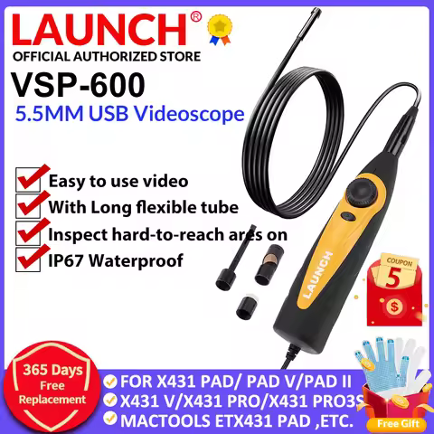 LAUNCH VSP600 Videoscope Camera Endoscope IP67 Waterproof 6LED Car Inspection Mirror Flexible Adjust