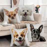1pc Cute Puppy Design Square Pillowcase - Zip Closure, Machine Washable Polyester Smart Dogs Pet-The