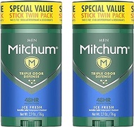 Mitchum Antiperspirant &amp; Deodorant For Men - Invisible Solid - Ice Fresh - Net Wt. 2.7 OZ (76 g) Per Stick - Twin Pack - Pack of 2 Twin Packs