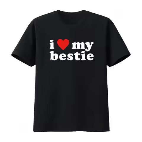 I LOVE MY BESTIE Best Friend BFF Cute Matching Friends Heart T Shirt vintage Washed fashion Soft des