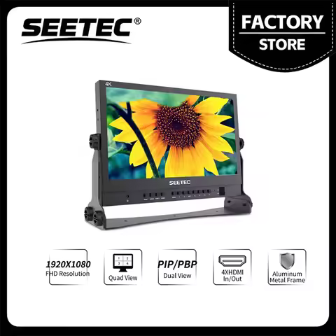 SEETEC ATEM156 15.6 Inch Live Streaming Broadcast Director Monitor with 4 HDMI Input Output Quad Spl
