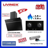 Livinox LCH-OCEAN-90BL Hood + LGH-MAPLE 2BA-BL Gas Hob
