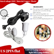 Lamp Socket Metal Spring Clip E26 Light Bulb Socket AC Outlet Plug Adapter On/Off Switch Cord