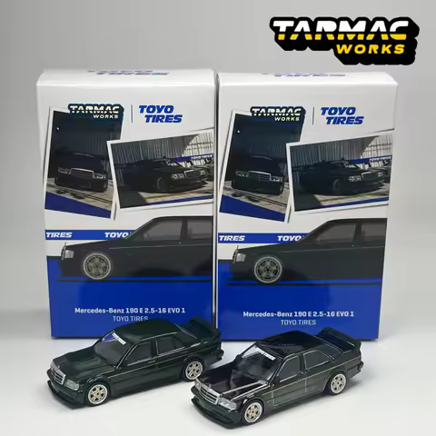 TW 1:64 Tarmac Works 190E Green 2.5-16 EVO 1 TOYO TIRES Chase alloy car model