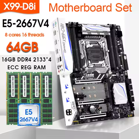 X99 D8I LGA2011-3 motherboard kit xeon E5 2667 v4 processor 64GB (16GB*4) 2133MHz ddr4 memory M.2 WI