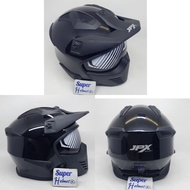 JPX MX 726R Helmet solid Super Black MattePOLOS, Glossy silver VISOR SMOKE