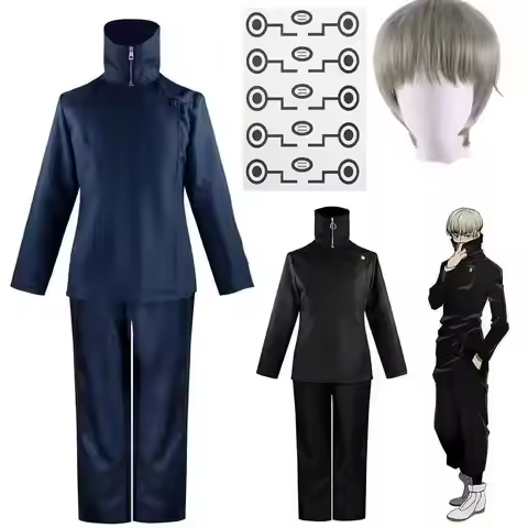 New Anime School Top Kaisen Tatoo Pants Jujutsu Uniform Party Costume Inumaki Halloween Toge Wig Cos