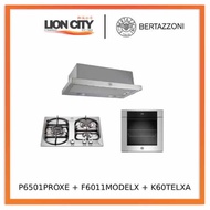 Bertazzoni P6501PROXE 60cm 3-Burner Gas Hob + F6011MODELX/LN 11 Function Oven + K60TELXA Hood