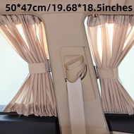 2Pcs Luxury Beige VIP Car Van SUV Curtains UV Sunshade Visor Universal 50x47cm UV Sunscreen Curtains