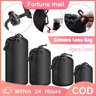 4Pcs Soft Waterproof Camera Lens Pouch Bag Case For Camera Lens Full (Size - S, M, L, Xl) Beg Kanta 