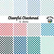 12 Sheets 8x8 Cheerful Checkered Print | byte studio | Premium Paper Craft Junk Journal Stationery