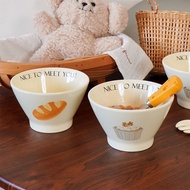 Ceramic Bowl Japanese Style Couple Bowl Tableware Creative Hat Bowl Fruit Salad Bowl
