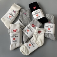Human MADE Socks Embroidered Cotton Mid-Tube Sports Socks Men Women Thick Towel Bottom Couple Socks