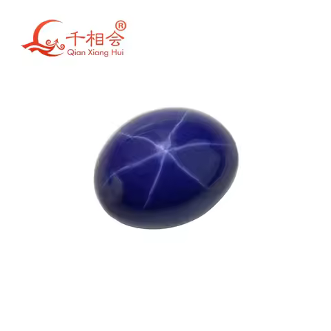 lab grown Star Sapphire star ruby Oval Shape Blue Color Flat Back Cabochon Loose Gem Stone for Jewel
