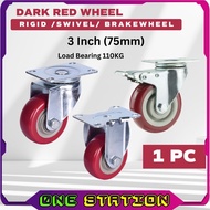 3 INCH PU Wheel Heavy Duty Swivel Rigid Brake Castor Caster wheel Roller Roda Trolley Wheel