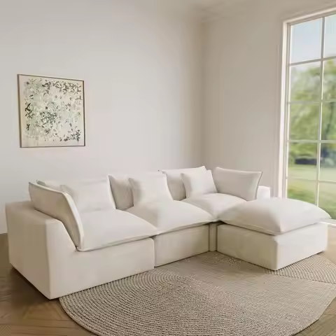 Boneless Couch Sectional Cloud Couch 102.3'' Oversized Modular Sectional Sofa with Ottoman Modern Cl