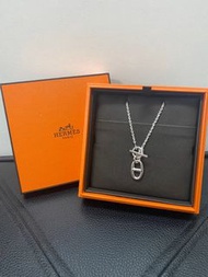 Hermes 925 Sterling Silver Necklace Pendant 愛馬仕 純銀 豬鼻頸鏈 項鍊 全新