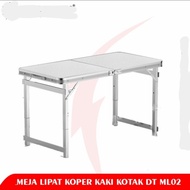 Meja Lipat Koper Kaki Kotak - Silver