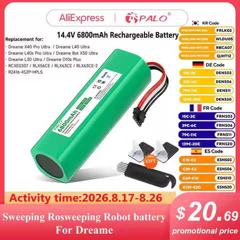 6800mAh Li-ion Battery For Dreame X40 Ultra L40 L40s Pro Ultra Dreame Bot X30 Ultra L30 Ultra Dreame