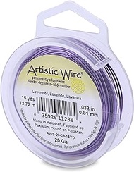 Artistic Wire, 20 Gauge / .81 mm Tarnish Resistant Colored Copper Craft Wire, Lavender, 15 yd / 13.7 m