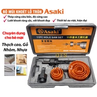 Bộ 8 mũi khoan khoét lỗ tròn thạch cao gỗ Ø19-64mm hãng Asaki AK-3682 bộ khoét lỗ trần thạch cao kho